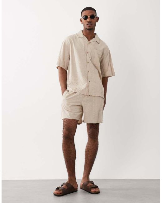 ASOS Natural Seersucker Shorts for men
