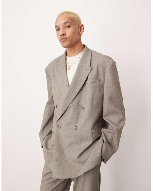 ASOS Natural Double Breasted Slouchy Oversized Suit Jacket for men