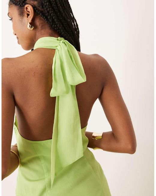ASOS Green Chiffon Halter Dropped Waist Maxi Dress