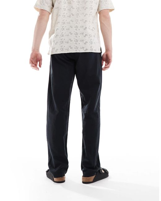 Jack & Jones White Drawstring Linen Mix Pants for men