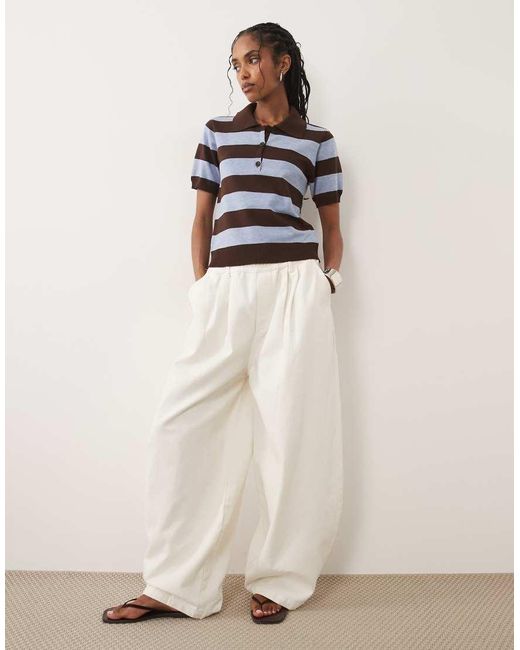 Threadbare White Short Sleeve Knit Polo Top