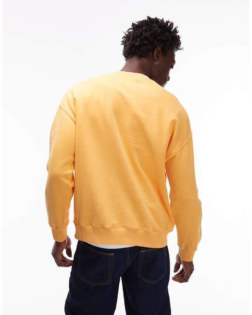 Topman Orange Oversized Fit Sweatshirt With Swimming Club Embroidery for men