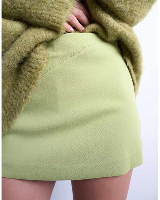 TOPSHOP Green Twill Clean Skort