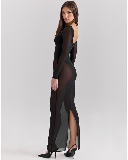House Of Cb Black Everly Maxi Dress With Bodysuit