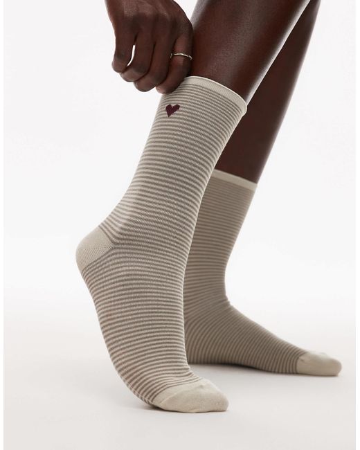 & Other Stories Black Stripe Socks With Heart Motif