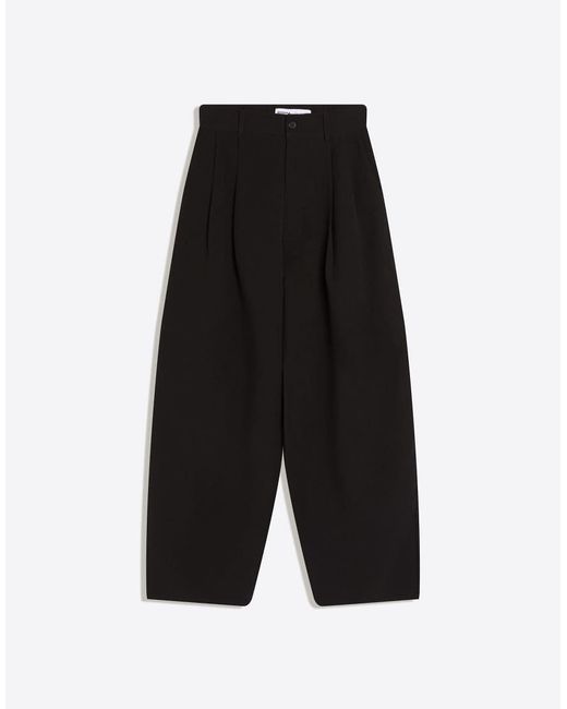 Bershka Black Super Baggy Tailored Fit Trousers for men