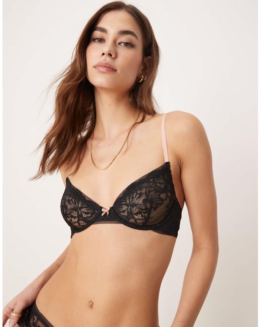 ASOS Black Stevie Lace Underwired Bra With Contrast Trims