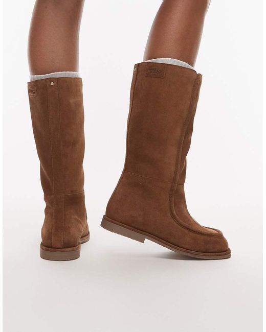 Bronx Brown Fluffy Cosy Knee Boots