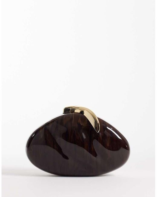 River Island Brown Hard Shell Clutch Bag