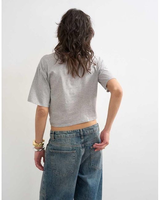 TOPSHOP White Tuck Hem Boxy Tee