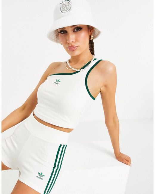 Adidas Originals White 'tennis Luxe' Logo Three Stripe Booty Shorts