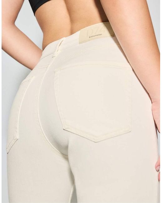 Stradivarius White D74 Stretch Flared Slit Jeans