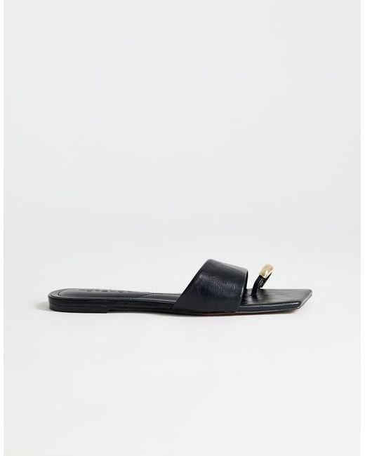 TOPSHOP Black Mina Mule Flat Sandal With Hardware