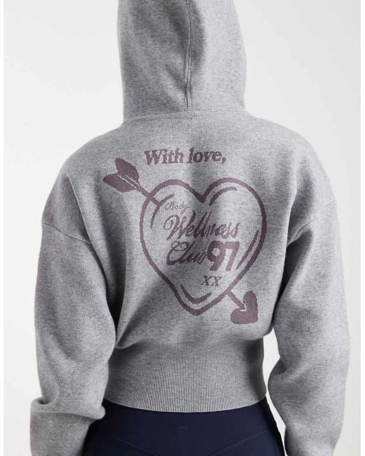 Cotton On Gray Cropped Knit Zip Up Hoodie