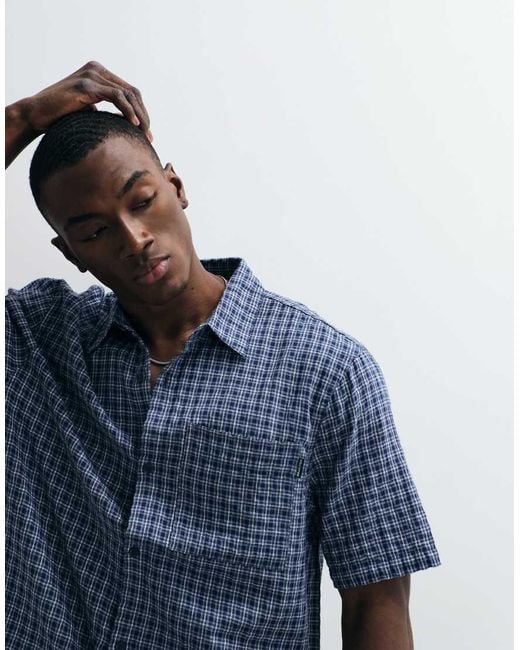 Hollister Blue Boxy Cropped Short Sleeve Shirt for men