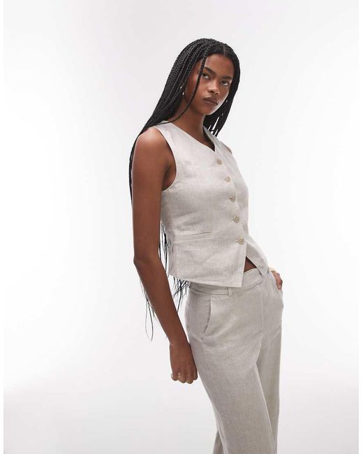 & Other Stories Gray Co-Ord Fitted Linen Waistcoat