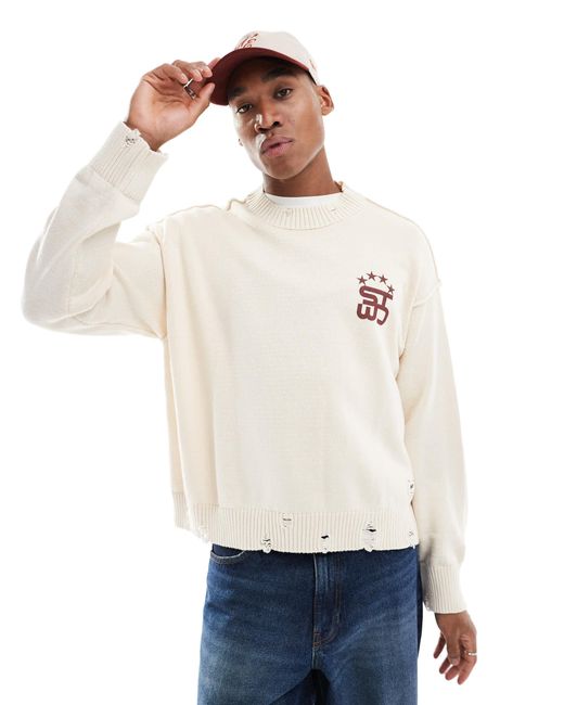 Pull&Bear – strickpullover in White für Herren