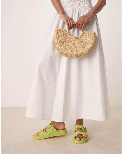 ASOS Natural Fawn Footbed Sliders With Twist Lock
