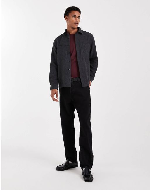 ASOS Gray Herringbone Overshirt for men