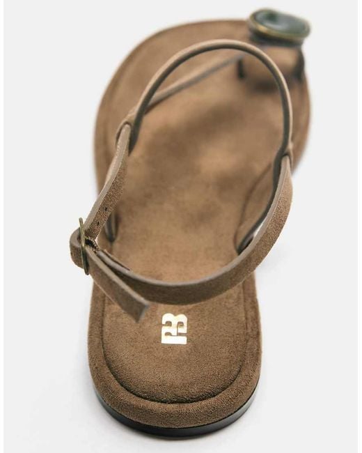 Pull&Bear White Flat Embellished Sandals