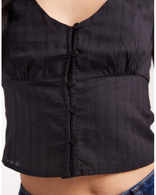 Cotton On Black Cap Sleeve Button Through Shirt