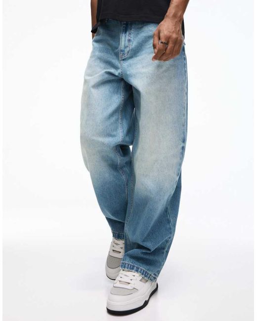 Bershka Baggy Denim Jorts In Washed Grey