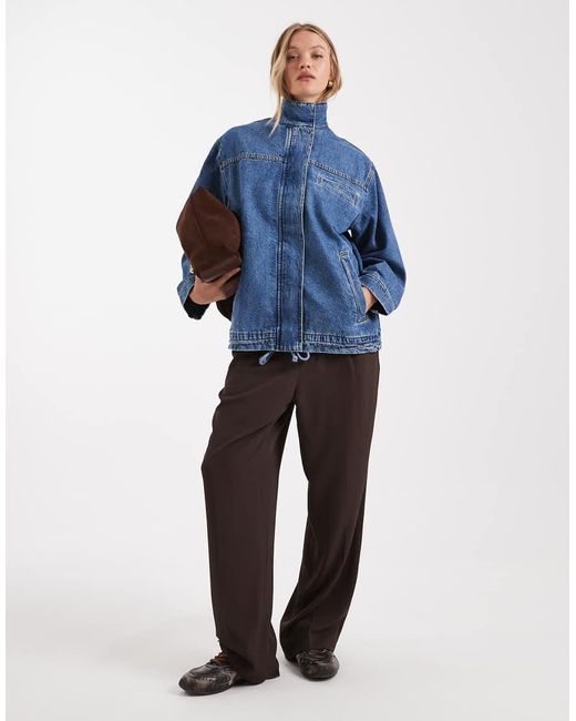 ASOS Blue Denim Funnel Neck Jacket