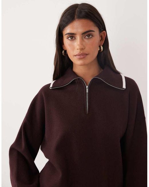 Mango Red Quarter Zip Knitted Jumper