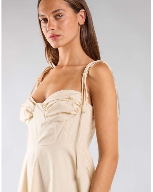 Glamorous Natural Ruffle Hem Midi Dress