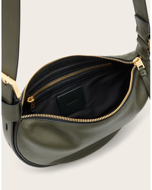 AllSaints Natural – halbmondförmige umhängetasche aus leder