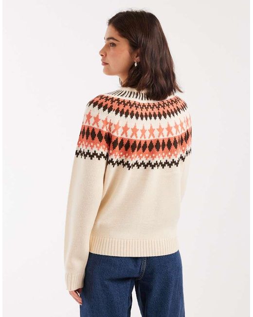 Threadbare Blue High Neck Fairisle Jumper