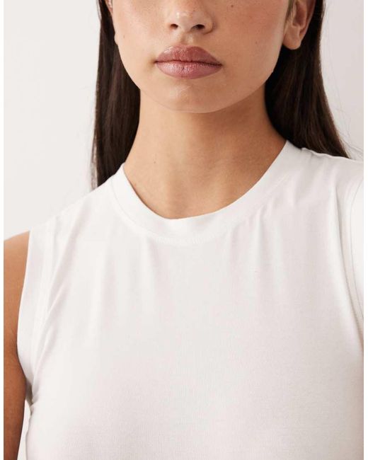 4505 White Fitted Cotton Everyday Tank Top With Quick Dry Finish