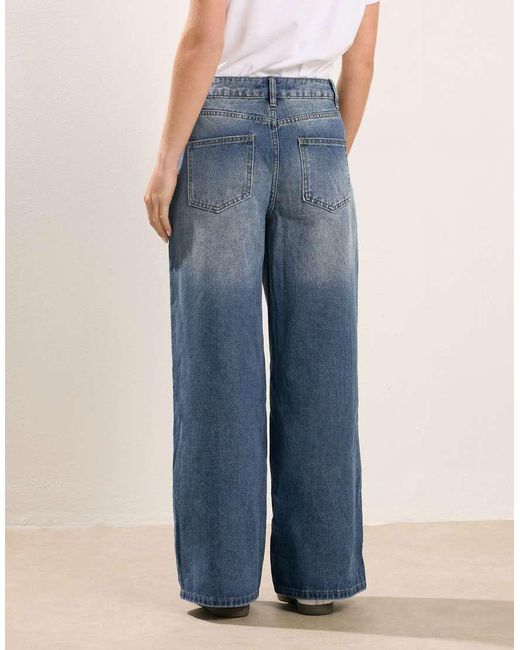 PixieGirl Blue Petite Button Front Wide Leg Jeans