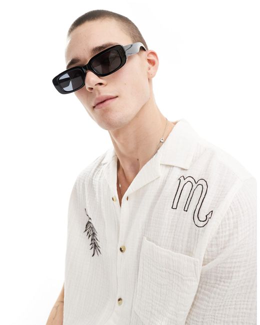 ASOS White Chunky Rectangle Sunglasses With Lens for men
