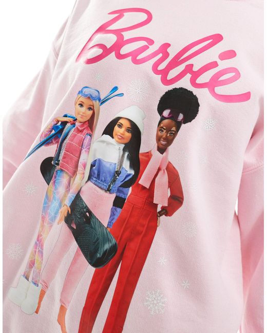 Miss Selfridge Red License Barbie Snow Oversized Sweatshirt