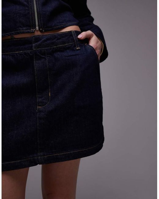 Minifalda Vaquera Muy Corta Añil Enjuagado De TOPSHOP de color Blue