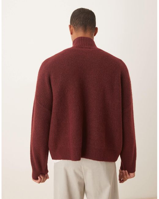 ASOS – gerippter strickpullover in Red für Herren