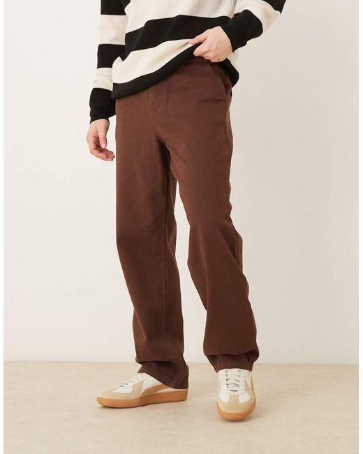 ASOS Brown baggy Twill Trouser for men