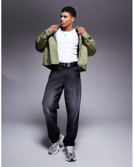ASOS Green Boxy Oversized Harrington Jacket for men