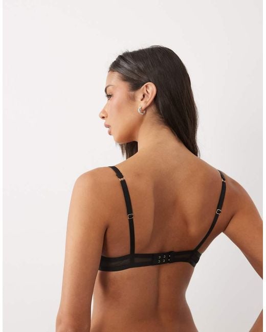 Bluebella Brown Fern Satin Moulded Plunge Bra With Mesh Trim