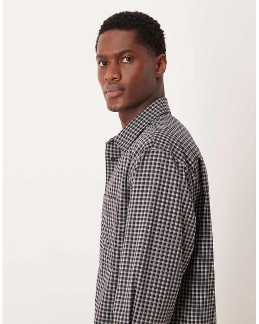 Mango Gray 100% Cotton Checked Shirt for men