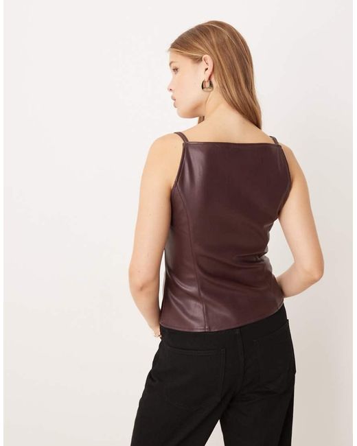 Gina Tricot Brown Buttoned Pu Top