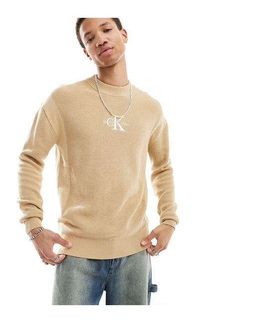 Calvin Klein Brown Monogram Logo Sweater for men