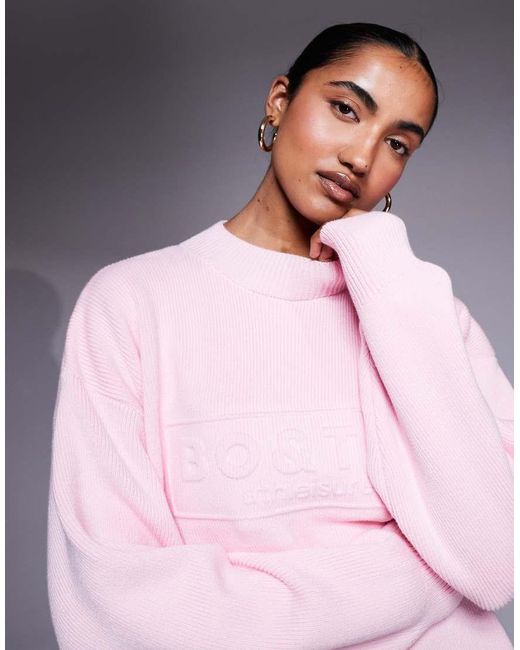 BO+TEE Pink Bo+tee Ribbed Knit Oversized Jumper