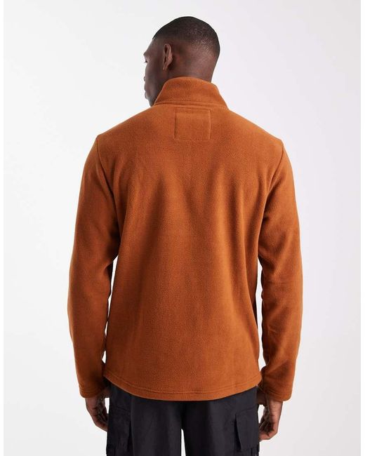Threadbare Brown 1/4 Zip Fleece Jumper for men