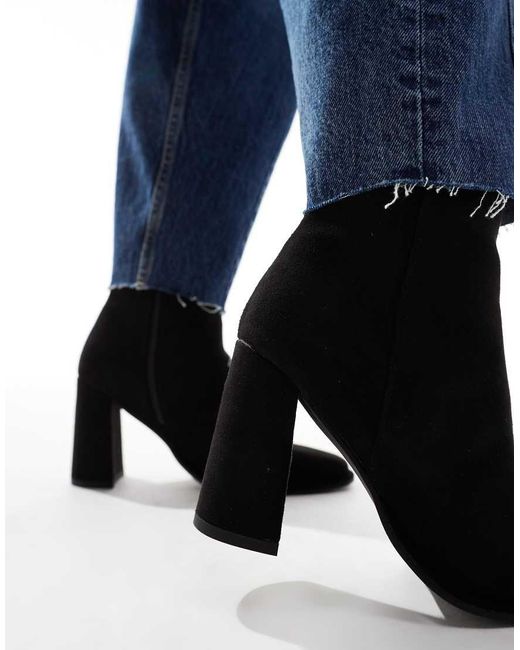 London Rebel Blue London Rebel Maddie Wide Fit Block Heel Ankle Boots