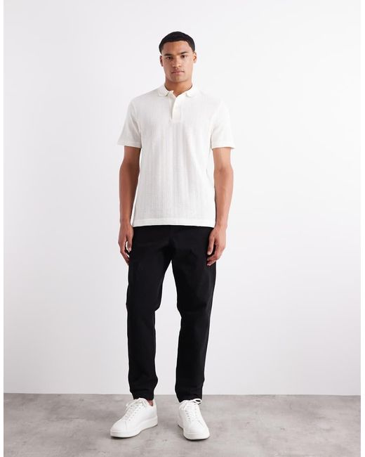 Polo De Punto De Mezcla De Algodón De -Neutro Mango de hombre de color White