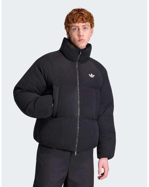 Adidas Originals Blue Corduroy Puffer Jacket for men