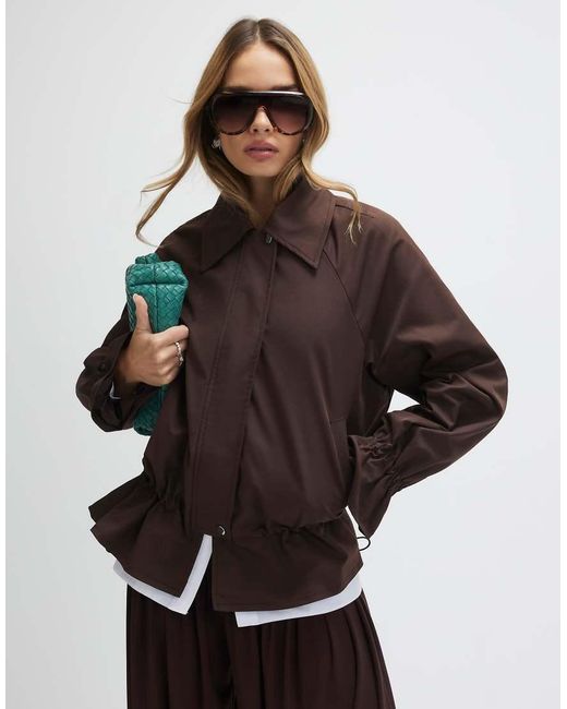 River Island Brown Drop Hem Drawstring Jacket