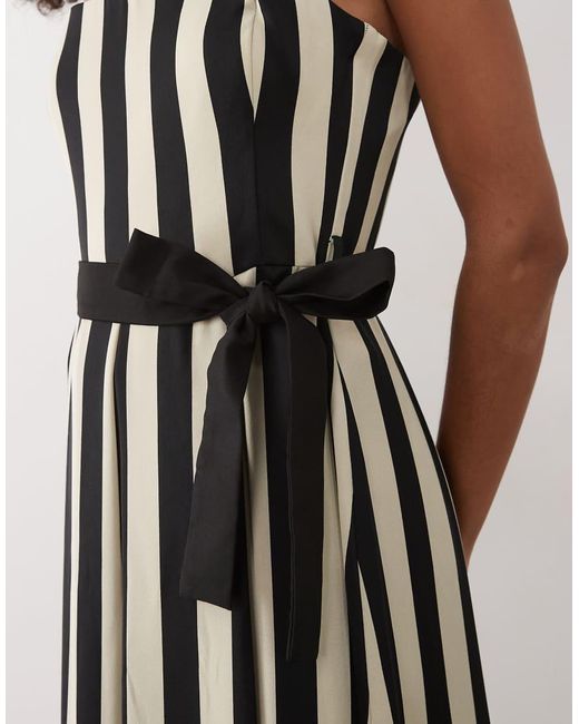Mango Natural Square Neck Pleated Midi Dress